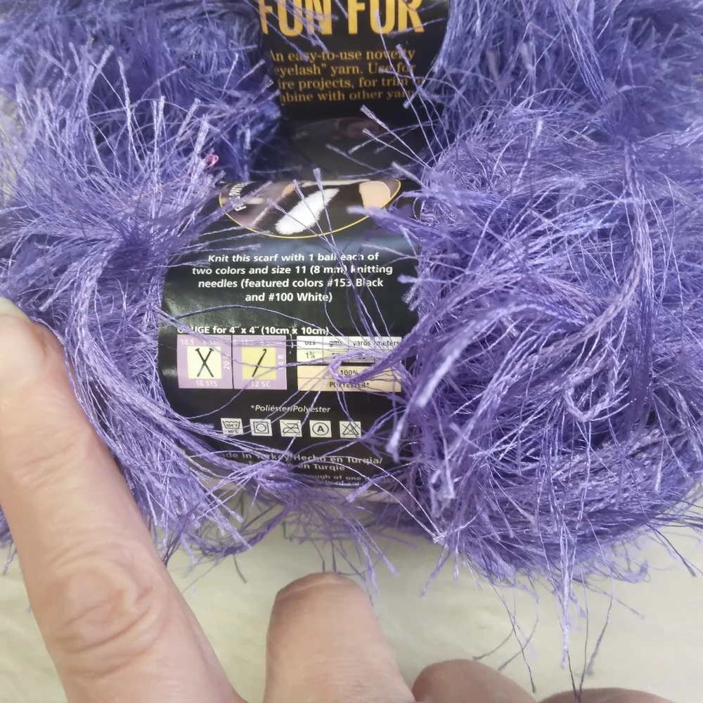 YARN Lion Brand Fun Fur Eyelash Yarn in Violet, 2 Skeins